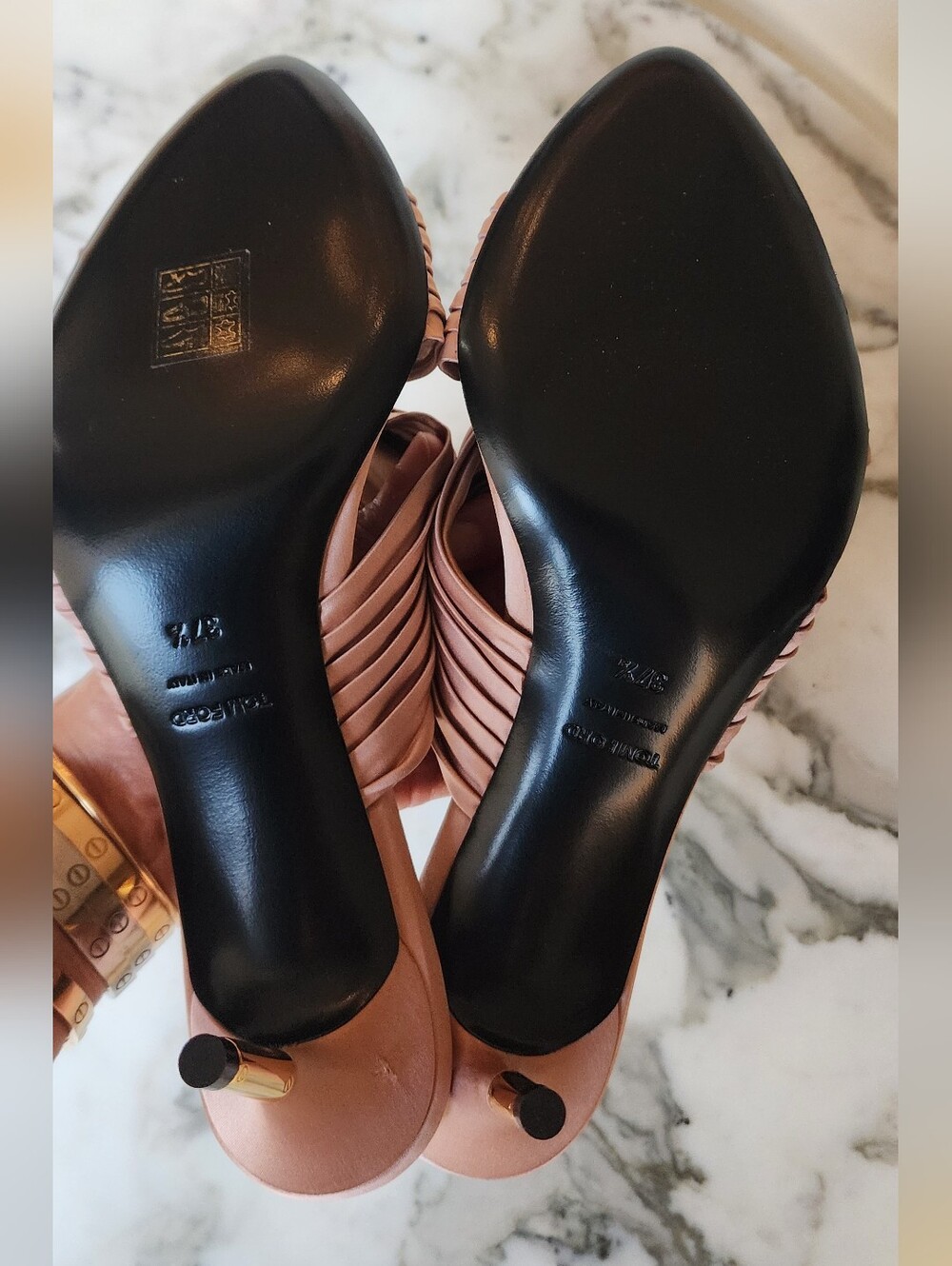 Tom Ford Pink Satin Knotted Slip On Slide Mule Size 37.5 - Picture 5 of 11
